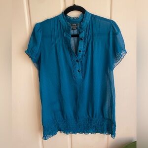 Vanity Teal Ruffle Blouse